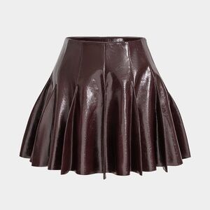 Faux Leather Pleated Skirt